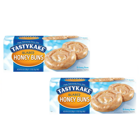 Tastykake Glazed Honey Buns, 6 Count, Individually Wrapped Pastries (2 Pack)